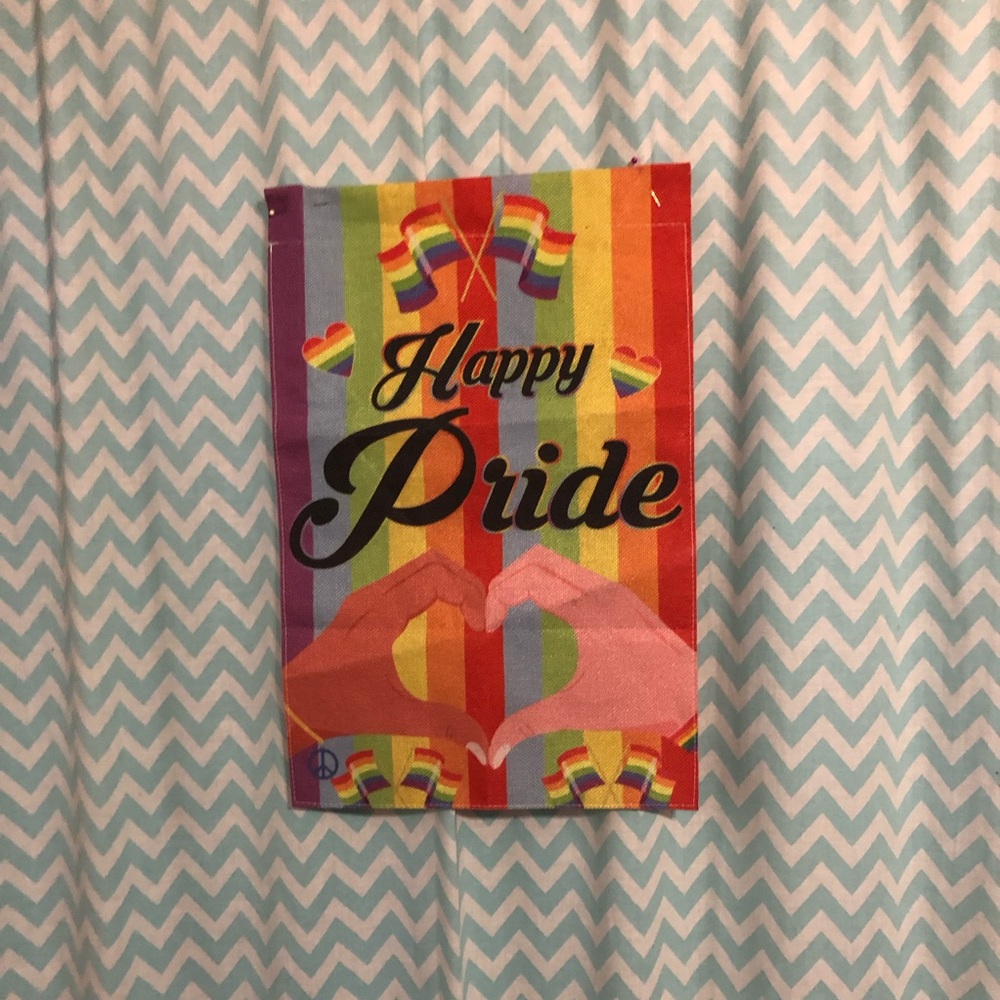 Happy Pride small garden flag rainbow 12x18 inches Love is Love